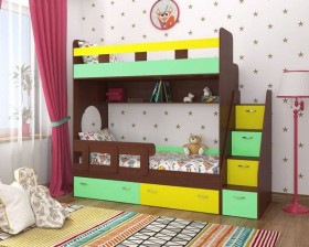 Детская двухъярусная кровать Юниор-1 Белый/Синий Распродажа в Рязани - ryazan.katalogmebeli.com | фото 4