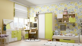 Детская комната Эппл (Зеленый/Белый/корпус Клен) в Рязани - ryazan.katalogmebeli.com | фото