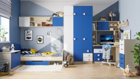 Детская комната Скай (Синий/Белый/корпус Клен) в Рязани - ryazan.katalogmebeli.com | фото
