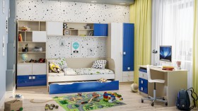 Детская комната Скай Люкс (Синий/Белый/корпус Клен) в Рязани - ryazan.katalogmebeli.com | фото