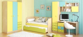 Детская комната Смайли (Желтый/Голубой/Зеленый/корпус Клен) в Рязани - ryazan.katalogmebeli.com | фото