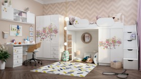 Детская комната Совушки (Белый/корпус Выбеленное дерево) в Рязани - ryazan.katalogmebeli.com | фото