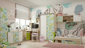 Детская комната Твит (Белый/Зеленый/корпус Клен) в Рязани - ryazan.katalogmebeli.com | фото