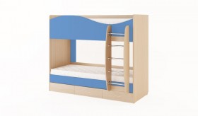 Кровать 2-х ярусная с ящиками (Беленый дуб/Синий) в Рязани - ryazan.katalogmebeli.com | фото