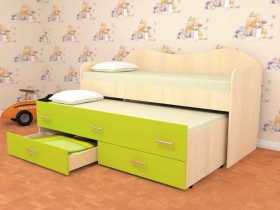 Кровать детская Нимфа двухместная 2.0 Дуб молочный/Лайм в Рязани - ryazan.katalogmebeli.com | фото