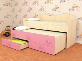 Кровать детская Нимфа двухместная 2.0 Дуб молочный/Розовый в Рязани - ryazan.katalogmebeli.com | фото