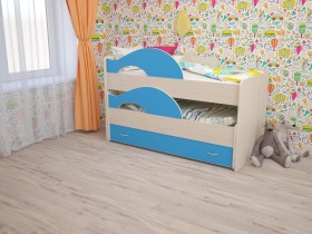 Кровать детская Радуга 1600 Млечный дуб/Голубой в Рязани - ryazan.katalogmebeli.com | фото