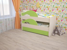 Кровать детская Радуга 1600 Млечный дуб/Салатовый в Рязани - ryazan.katalogmebeli.com | фото