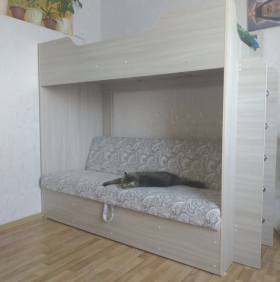 Кровать двухъярусная с диваном (Беленый дуб) в Рязани - ryazan.katalogmebeli.com | фото