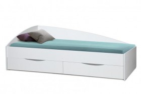 Кровать одинарная "Фея - 3" (асимметричная) (2000х900) New/(белый / белый / ДВПО белый) в Рязани - ryazan.katalogmebeli.com | фото