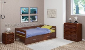 Кровать одинарная ГЛОРИЯ из массива сосны  900*2000 (Орех) в Рязани - ryazan.katalogmebeli.com | фото
