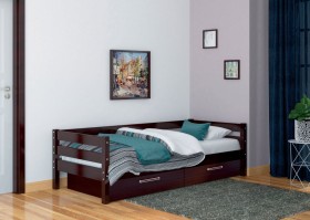 Кровать одинарная ГЛОРИЯ из массива сосны  900*2000 (Орех Тёмный) в Рязани - ryazan.katalogmebeli.com | фото