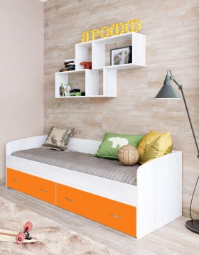 Кровать с выкатными ящиками Винтерберг/Оранжевый в Рязани - ryazan.katalogmebeli.com | фото