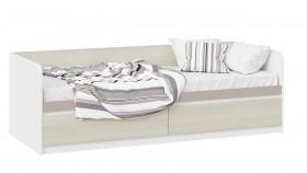 Кровать «Сканди» с 2 ящиками Дуб Гарден/Белый/Глиняный серый в Рязани - ryazan.katalogmebeli.com | фото