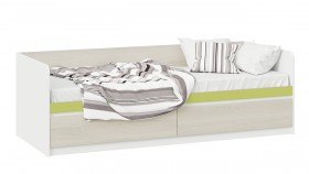 Кровать «Сканди» с 2 ящиками Дуб Гарден/Белый/Зеленый в Рязани - ryazan.katalogmebeli.com | фото