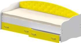 Кровать Софа-7 с мягкой спинкой (800х1900) Белый/Желтый в Рязани - ryazan.katalogmebeli.com | фото