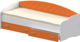 Кровать Софа-7 с мягкой спинкой (800х2000) Белый/Оранжевый в Рязани - ryazan.katalogmebeli.com | фото