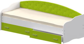 Кровать Софа-8 с мягкой спинкой (900х2000) Белый/Лайм в Рязани - ryazan.katalogmebeli.com | фото