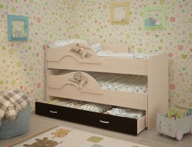 Кровать выкатная Радуга-Сафари детская 1600 Млечный дуб/Венге в Рязани - ryazan.katalogmebeli.com | фото