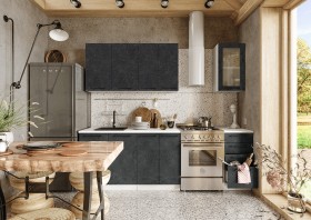 Кухонный гарнитур Нувель 1800мм белый/бетон черный в Рязани - ryazan.katalogmebeli.com | фото