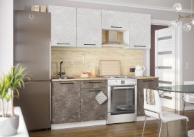 Кухонный гарнитур Нувель 2100мм белый/бетон коричневый в Рязани - ryazan.katalogmebeli.com | фото 1