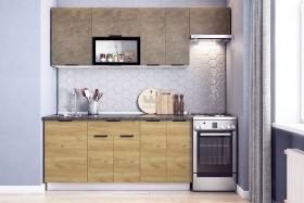 Кухонный гарнитур Стоун 2.2 (белый/камень темно-серый/акация светлая) в Рязани - ryazan.katalogmebeli.com | фото