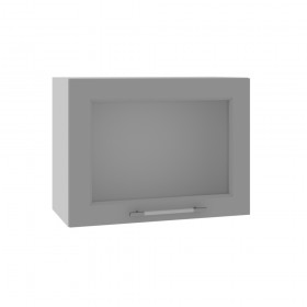 Квадро ВПГС 600 шкаф верхний горизонтальный со стеклом высокий (Ваниль кожа/корпус Серый) в Рязани - ryazan.katalogmebeli.com | фото