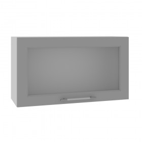 Квадро ВПГС 800 шкаф верхний горизонтальный со стеклом высокий (Ваниль кожа/корпус Серый) в Рязани - ryazan.katalogmebeli.com | фото