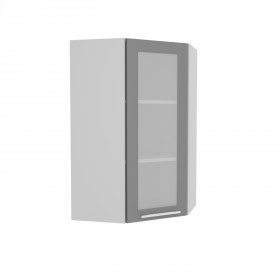 Квадро ВПУС 550 шкаф верхний угловой со стеклом высокий (Железо/корпус Серый) в Рязани - ryazan.katalogmebeli.com | фото