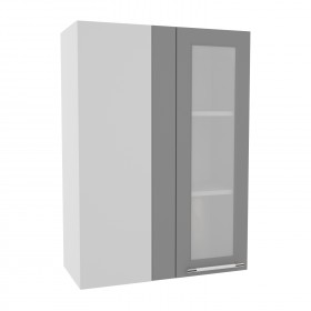 Квадро ВПУС 650 шкаф верхний угловой со стеклом высокий (Железо/корпус Серый) в Рязани - ryazan.katalogmebeli.com | фото