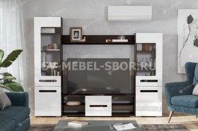 Мебель для гостиной МГС 6 (Исполнение 1/Венге/Белый глянец) в Рязани - ryazan.katalogmebeli.com | фото 1