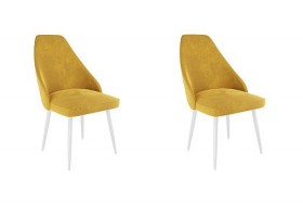 Набор стульев Милан 2 шт (желтый велюр/белый) в Рязани - ryazan.katalogmebeli.com | фото