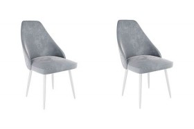 Набор стульев Милан 2 шт (серый велюр/белый) в Рязани - ryazan.katalogmebeli.com | фото