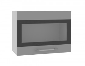 Норд ШВГС 600 Шкаф верхний горизонтальный со стеклом (Софт черный/корпус Белый) в Рязани - ryazan.katalogmebeli.com | фото