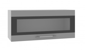 Норд ШВГС 800 Шкаф верхний горизонтальный со стеклом (Софт черный/корпус Белый) в Рязани - ryazan.katalogmebeli.com | фото