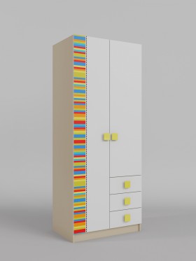 Шкаф 2-х створчатый с ящиками Клаксон без машинок (Белый/корпус Клен) в Рязани - ryazan.katalogmebeli.com | фото