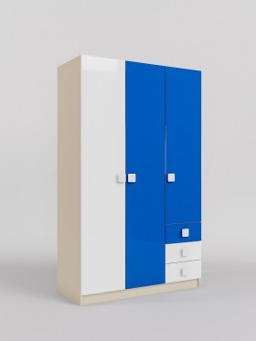 Шкаф 3-х створчатый с ящиками Скай люкс (Синий/Белый/корпус Клен) в Рязани - ryazan.katalogmebeli.com | фото