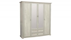 Шкаф для одежды "Сохо" (бетон пайн белый/2 ящика/зеркало) в Рязани - ryazan.katalogmebeli.com | фото