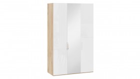 Шкаф комбинированный с 2 глухими и 1 зеркальной дверями правый «Эмбер» Яблоня Беллуно/Белый глянец в Рязани - ryazan.katalogmebeli.com | фото