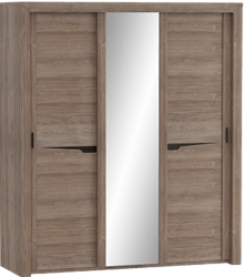 Шкаф трехдверный Соренто с раздвижными дверями Дуб стирлинг/Кофе структурный матовый в Рязани - ryazan.katalogmebeli.com | фото